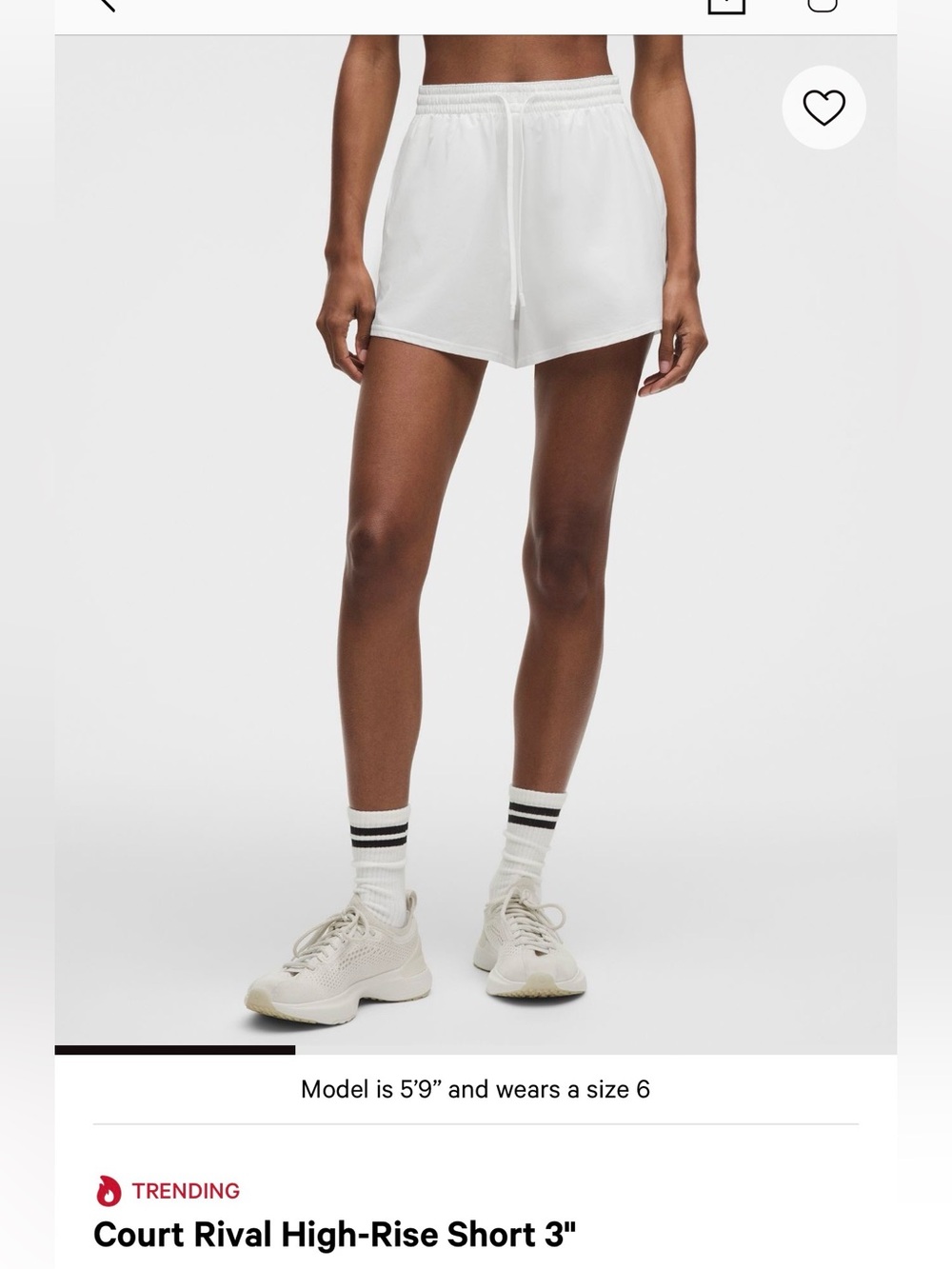 Lululemon Court Rival High-Rise Shorts 3” White Size 4 - Picture 4 of 4